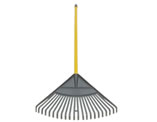 22-prong plastic lawn rake with hollow fiberglass handle